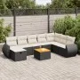 Set de sofás de jardín con cojines 9 pzas ratán sintético negro by , Garden sets - Ref: Foro24-3325857, Price: 528,00 €, Disc...