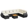 Set de sofás de jardín con cojines 9 pzas ratán sintético negro by , Garden sets - Ref: Foro24-3325857, Price: 528,00 €, Disc...