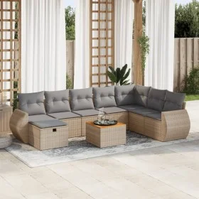 Set de sofás de jardín con cojines 9 pzas ratán sintético beige de , Conjuntos de jardín - Ref: Foro24-3325860, Precio: 552,3...