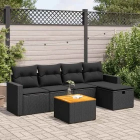 Set de sofás de jardín 6 piezas y cojines ratán sintético negro by , Garden sets - Ref: Foro24-3325779, Price: 382,67 €, Disc...