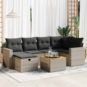 Set de sofás de jardín 7 pzas con cojines ratán sintético gris by , Garden sets - Ref: Foro24-3325791, Price: 451,10 €, Disco...