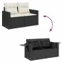 Set de sofás de jardín 7 pzas con cojines ratán sintético negro de , Conjuntos de jardín - Ref: Foro24-3325815, Precio: 414,7...