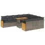 Set sofás jardín y cojines 11 pzas ratán sintético acacia gris by , Garden sets - Ref: Foro24-3327763, Price: 767,20 €, Disco...
