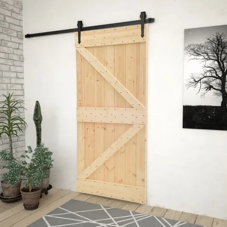 Schiebetür mit massiven Kiefernhölzern und Beschlägen, 100x210 cm. von vidaXL, Türen - Ref: Foro24-3057501, Preis: 221,49 €, ...