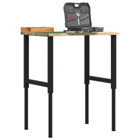 Banco de trabajo madera maciza de roble 80x60x(71,5-98) cm de , Mesas de trabajo - Ref: Foro24-3309694, Precio: 116,39 €, Des...