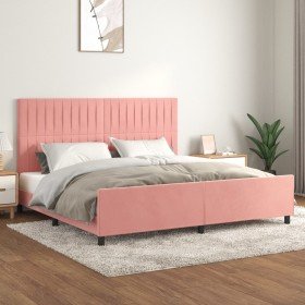 Estructura cama sin colchón terciopelo rosa 200x200 cm Estructura cama sin colchón terciopelo rosa 200x200 cm