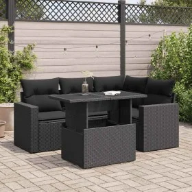 Set de muebles de jardín 5 pzas y cojines ratán sintético negro von , Gartensets - Ref: Foro24-3326306, Preis: 408,54 €, Raba...