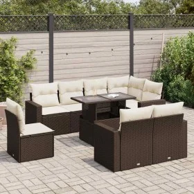 Set de sofás de jardín 9 pzas y cojines ratán sintético marrón by , Garden sets - Ref: Foro24-3326344, Price: 675,13 €, Disco...