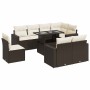 Set de sofás de jardín 9 pzas y cojines ratán sintético marrón by , Garden sets - Ref: Foro24-3326344, Price: 685,32 €, Disco...