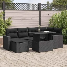 Set de sofás de jardín 7 pzas con cojines ratán sintético negro von , Gartensets - Ref: Foro24-3326346, Preis: 515,44 €, Raba...