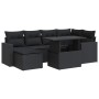 Set de sofás de jardín 7 pzas con cojines ratán sintético negro de , Conjuntos de jardín - Ref: Foro24-3326346, Precio: 524,17 €