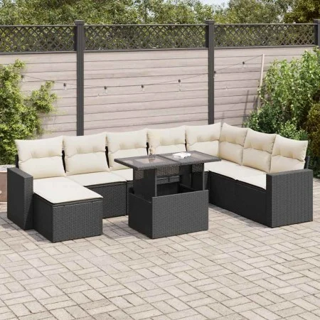 Set de sofás de jardín con cojines 9 pzas ratán sintético negro by , Garden sets - Ref: Foro24-3326367, Price: 561,57 €, Disc...