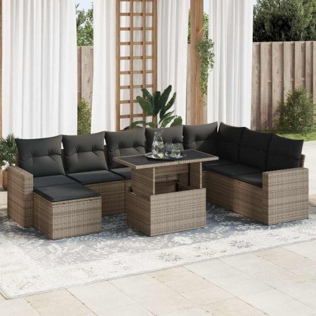 Set de sofás de jardín con cojines 9 pzas ratán sintético gris von , Gartensets - Ref: Foro24-3326371, Preis: 604,69 €, Rabat...