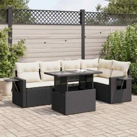 Set de sofás de jardín 6 piezas y cojines ratán sintético negro by , Garden sets - Ref: Foro24-3326477, Price: 431,18 €, Disc...