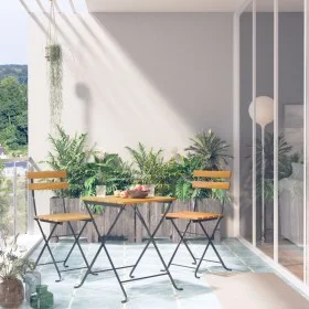 Folding bistro table and chairs 3 pieces solid acacia wood by vidaXL, Garden sets - Ref: Foro24-313157, Price: 124,30 €, Disc...
