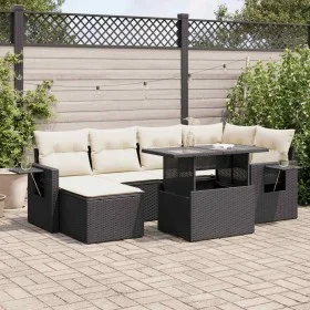 Set de sofás de jardín 7 pzas con cojines ratán sintético negro by , Garden sets - Ref: Foro24-3326507, Price: 476,70 €, Disc...