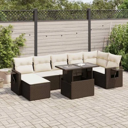 Set sofás de jardín 8 piezas y cojines ratán sintético marrón by , Garden sets - Ref: Foro24-3326524, Price: 556,09 €, Discou...