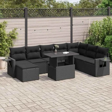 Set de sofás de jardín con cojines 9 pzas ratán sintético negro von , Gartensets - Ref: Foro24-3326526, Preis: 622,85 €, Raba...