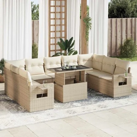Juego de sofás jardín con cojines beige 10 pzas ratán sintético von , Gartensets - Ref: Foro24-3326539, Preis: 841,88 €, Raba...