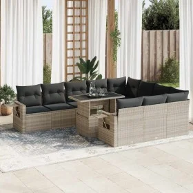 Set de sofás de jardín 11 pzas y cojines ratán sintético gris by , Garden sets - Ref: Foro24-3326553, Price: 881,42 €, Discou...