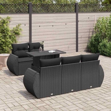 Set de sofás de jardín 6 piezas y cojines ratán sintético negro by , Garden sets - Ref: Foro24-3326566, Price: 486,66 €, Disc...