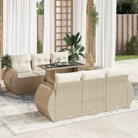 Set sofás de jardín 7 piezas y cojines ratán sintético beige by , Garden sets - Ref: Foro24-3326579, Price: 648,18 €, Discoun...
