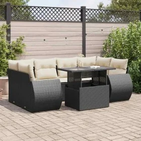 Set de sofás de jardín 7 pzas con cojines ratán sintético negro by , Garden sets - Ref: Foro24-3326587, Price: 519,16 €, Disc...