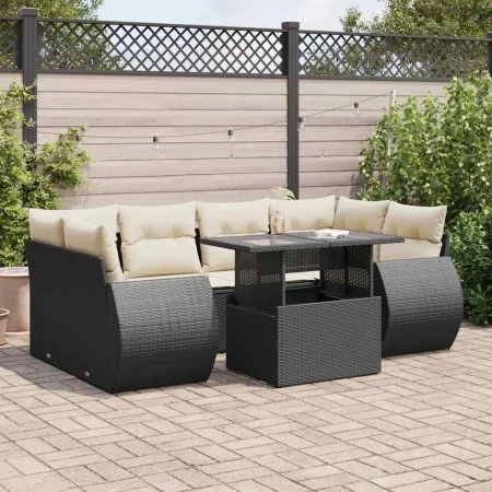 Set de sofás de jardín 7 pzas con cojines ratán sintético negro von , Gartensets - Ref: Foro24-3326587, Preis: 519,16 €, Raba...
