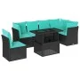Set de sofás de jardín 6 piezas y cojines ratán sintético negro de , Conjuntos de jardín - Ref: Foro24-3326617, Precio: 424,7...