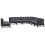 Gartenmöbel 9-teilig und Kissen aus schwarzem massivem Kiefernholz von vidaXL, Gartensets - Ref: Foro24-3096831, Preis: 901,3...
