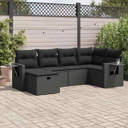 Set de sofás de jardín 6 piezas y cojines ratán sintético negro de , Conjuntos de jardín - Ref: Foro24-3325481, Precio: 441,9...