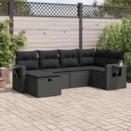Set de sofás de jardín 6 piezas y cojines ratán sintético negro von , Gartensets - Ref: Foro24-3325481, Preis: 440,15 €, Raba...