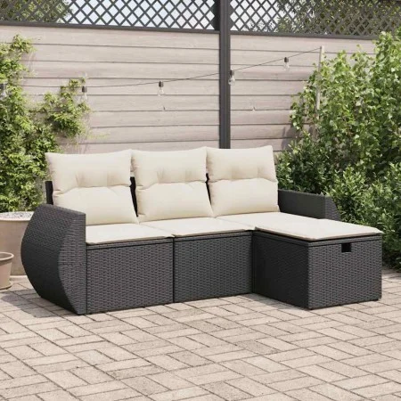 Juego de sofás jardín 4 pzas con cojines ratán sintético negro von , Gartensets - Ref: Foro24-3325552, Preis: 269,16 €, Rabat...