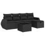 Set de sofás de jardín 6 piezas y cojines ratán sintético negro von , Gartensets - Ref: Foro24-3325571, Preis: 388,35 €, Raba...