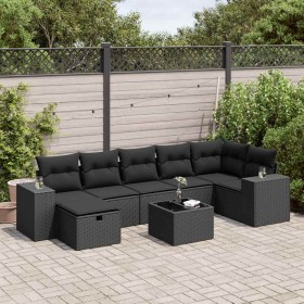 Set de sofás de jardín y cojines 8 piezas ratán sintético negro by , Garden sets - Ref: Foro24-3325711, Price: 512,33 €, Disc...