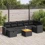 Set de sofás de jardín y cojines 8 piezas ratán sintético negro de , Conjuntos de jardín - Ref: Foro24-3325793, Precio: 495,4...
