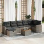 Set de sofás de jardín y cojines 8 piezas ratán sintético gris