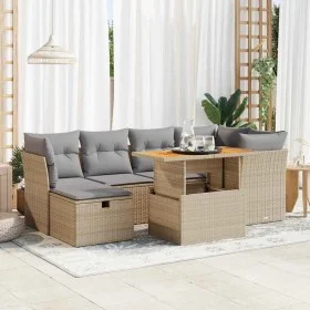 Set sofás jardín y cojines 7 pzas ratán sintético acacia beige by , Garden sets - Ref: Foro24-3327976, Price: 473,86 €, Disco...