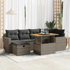 Set sofás jardín y cojines 8 pzas ratán sintético acacia gris by , Garden sets - Ref: Foro24-3328005, Price: 475,00 €, Discou...