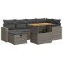 Set sofás jardín y cojines 8 pzas ratán sintético acacia gris by , Garden sets - Ref: Foro24-3328005, Price: 475,00 €, Discou...