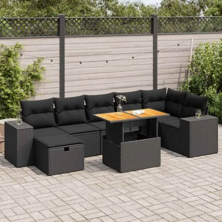 Set sofás jardín y cojines 5 pzas ratán sintético acacia negro von , Gartensets - Ref: Foro24-3328091, Preis: 551,74 €, Rabat...