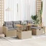 Set sofás jardín y cojines 6 pzas ratán sintético acacia beige by , Garden sets - Ref: Foro24-3327997, Price: 438,72 €, Disco...