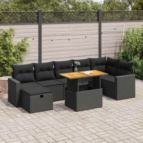 Set sofás jardín y cojines 5 pzas ratán sintético acacia negro by , Garden sets - Ref: Foro24-3328007, Price: 537,57 €, Disco...