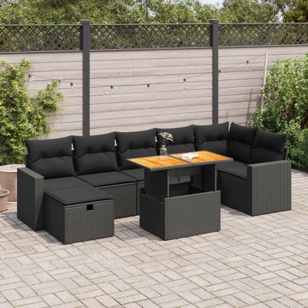 Set sofás jardín y cojines 5 pzas ratán sintético acacia negro von , Gartensets - Ref: Foro24-3328007, Preis: 553,10 €, Rabat...