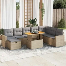 Set sofás jardín y cojines 9 pzas ratán sintético acacia beige by , Garden sets - Ref: Foro24-3328018, Price: 627,76 €, Disco...