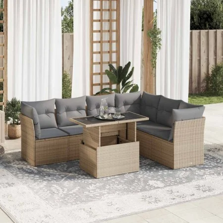 Set sofás de jardín 7 piezas y cojines ratán sintético beige by , Garden sets - Ref: Foro24-3326170, Price: 482,60 €, Discoun...