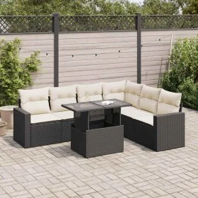 Set de sofás de jardín 7 pzas con cojines ratán sintético negro by , Garden sets - Ref: Foro24-3326327, Price: 465,32 €, Disc...