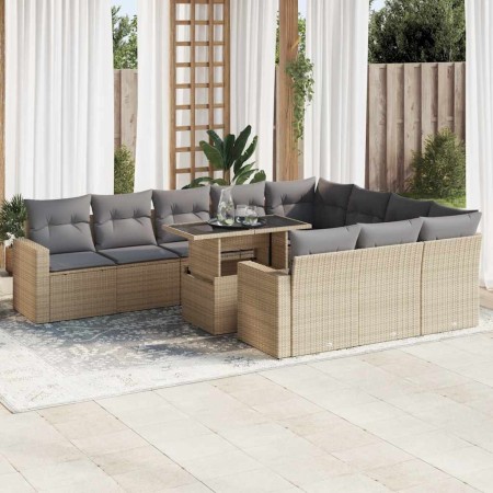 Set de sofás de jardín 11pzas con cojines ratán sintético beige von , Gartensets - Ref: Foro24-3326390, Preis: 792,55 €, Raba...