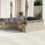 Set de sofás de jardín 11pzas con cojines ratán sintético beige by , Garden sets - Ref: Foro24-3326390, Price: 793,60 €, Disc...