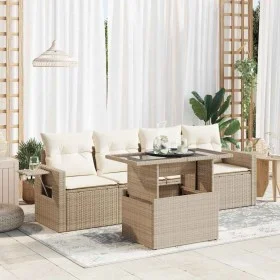 Juego de sofás jardín con cojines 5 pzas ratán sintético beige von , Gartensets - Ref: Foro24-3326399, Preis: 433,16 €, Rabat...